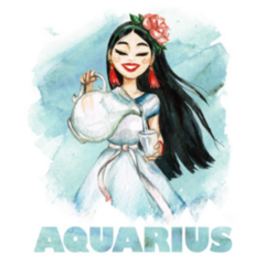 Aquarius Zodiac Symbol Watercolor Illustration Sticker