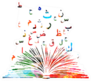 Arabic Islamic Calligraphy Symbols With Book Illustration Sticker