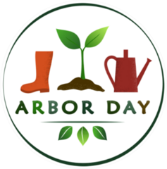 Arbor Day Boot, Sapling, Watering Can Sticker