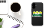 Arbor Day Plant A Tree Green Ribbon Sticker on a Phone (New) example