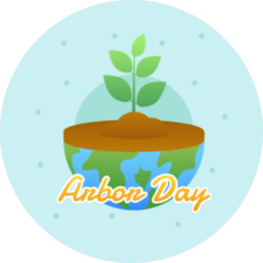 Arbor Day Sapling On The Earth Sticker