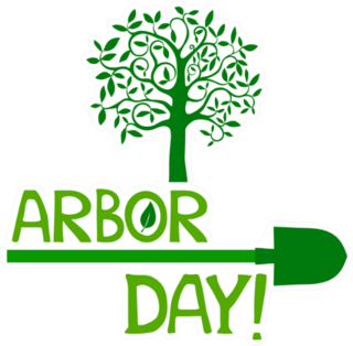 Arbor Day Tree And Shovel Sticker