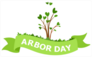 Arbor Day Tree Sapling With Green Ribbon Sticker