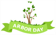 Arbor Day Tree Sapling With Green Ribbon Sticker
