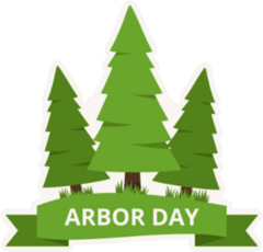 Arbor Day Trees With Green Ribbon Sticker