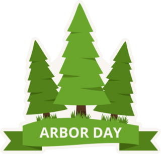 Arbor Day Trees With Green Ribbon Sticker