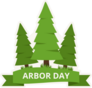 Arbor Day Trees With Green Ribbon Sticker