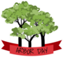 Arbor Day With Red Ribbon Sticker