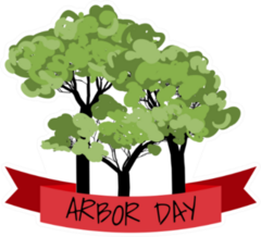 Arbor Day With Red Ribbon Sticker