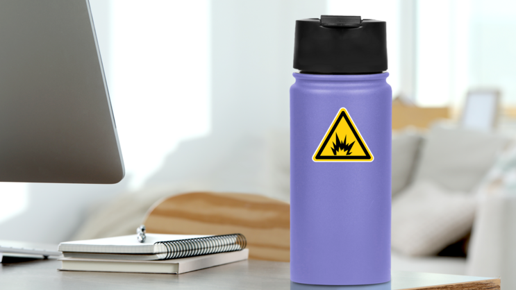 Arc Flash Hazard Symbol Sign Sticker on a Water Bottle (New) example