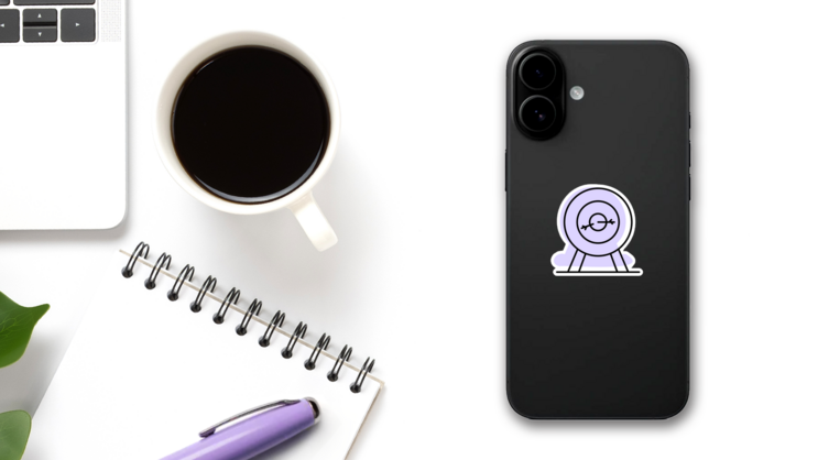Archery With Purple Shadow Sticker on a Phone (New) example