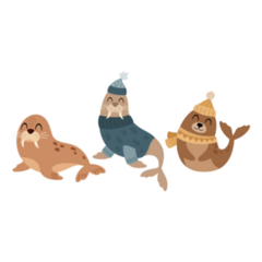 Arctic Walruses In Hats Sticker