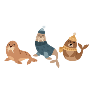 Arctic Walruses In Hats Sticker