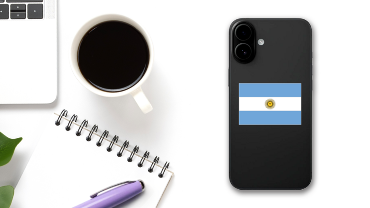 Argentina Country Flag Sticker on a Phone (New) example