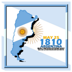 Argentina Country Map May Revolution Sticker