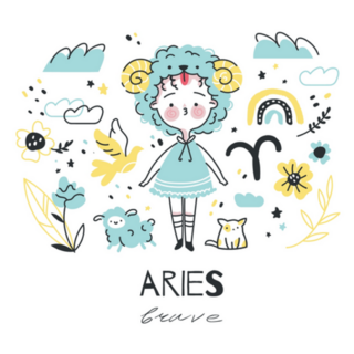 Aries Brave Zodiac Sign Illustration Sticker