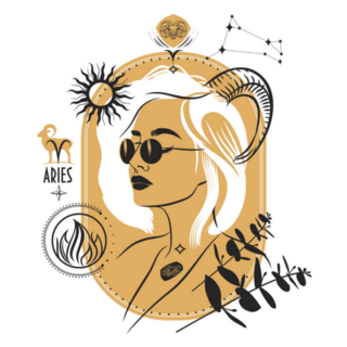 Aries Girl Cool Zodiac Illustration Sticker