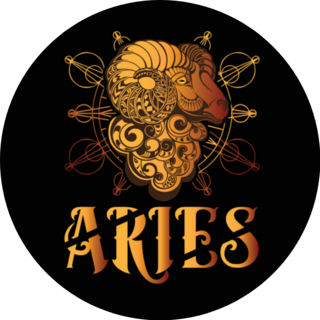 Aries Golden Zodiac Illustration Sticker