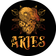 Aries Golden Zodiac Illustration Sticker