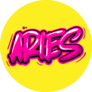 Aries Hand Lettering On Yellow Sticker