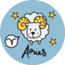 Aries Horoscope Cute Cartoon Blue Sticker