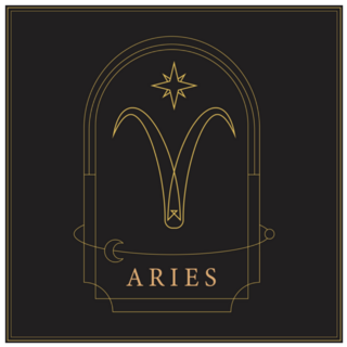 Aries Zodiac Sign On Black Sticker