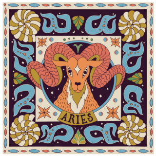 Aries Zodiac Sign Square Horoscope Sticker