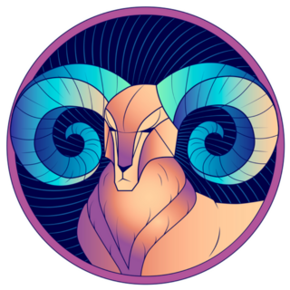 Aries Zodiac Sign Stylized Portrait Sticker