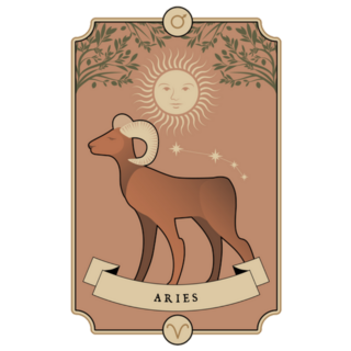 Aries Zodiac Vintage Card Poster Sticker