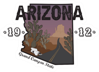 Arizona Desert Illustration Grand Canyon State 1912 Sticker