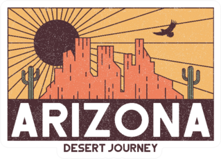 Arizona Desert Illustration With Rocky Mountains Sticker