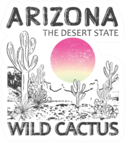 Arizona Desert State Wild Cactus Illustration Sticker