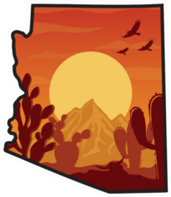 Arizona Desert Vibes Illustration With Map Frame Sticker