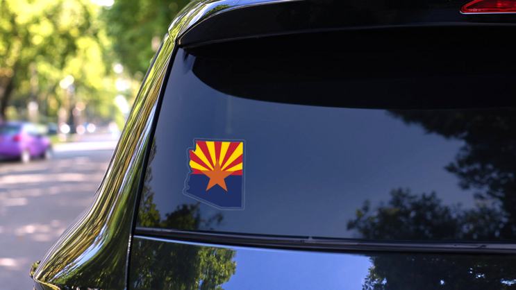 Arizona Flag State Sticker on a Rear Car Window (New) example