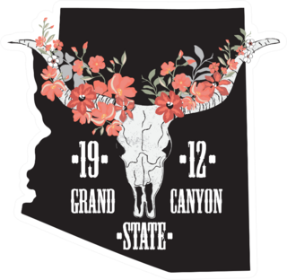Arizona Illustration With Cow Skull Grand Canyon State 1912 Sticker