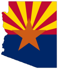 Arizona Map With The Flag Inside Sticker