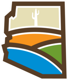 Arizona State Map With Desert Hills Sticker