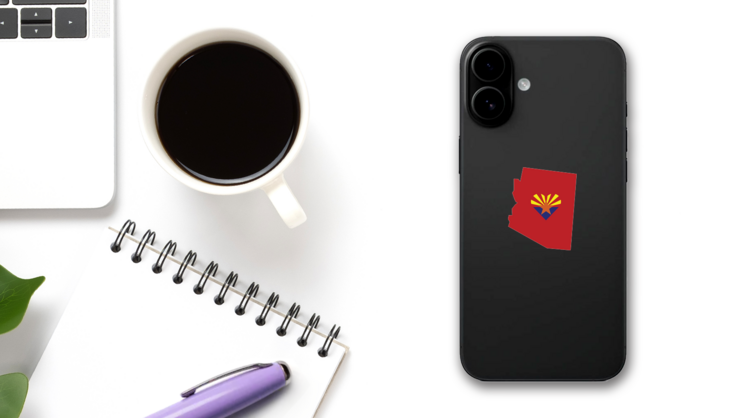 Arizona State with Heart Flag Sticker on a Phone (New) example