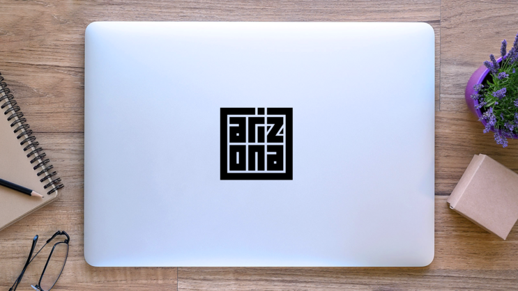 Arizona Typography Logo Sticker on a Laptop (New) example