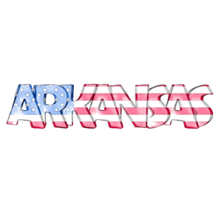 Arkansas Lettering Made Of USA Flag Sticker