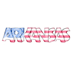 Arkansas Lettering Made Of USA Flag Sticker