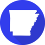 Arkansas Map On Blue Sticker