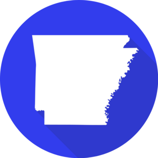 Arkansas Map On Blue Sticker