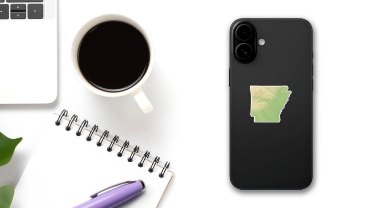 Arkansas Map (united States) - 3d-rendering Sticker on a Phone (New) example