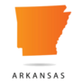 Arkansas Map - Usa, Orange With Lettering Sticker