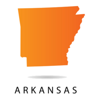 Arkansas Map - Usa, Orange With Lettering Sticker