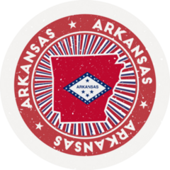Arkansas Round Stamp Red Sticker