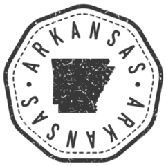 Arkansas, Usa Map Stamp Retro Sticker