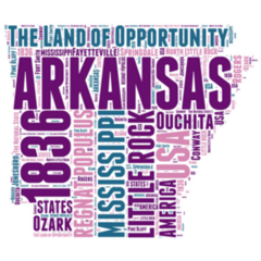 Arkansas Usa State Map Made Of Words Colorful Sticker