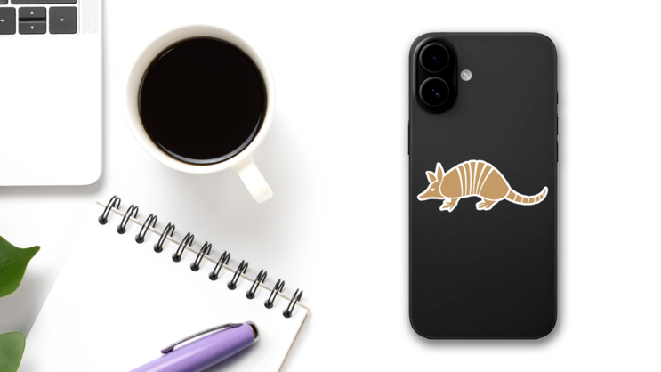 Armadillo Animal Icon In Tan on a Phone (New) example